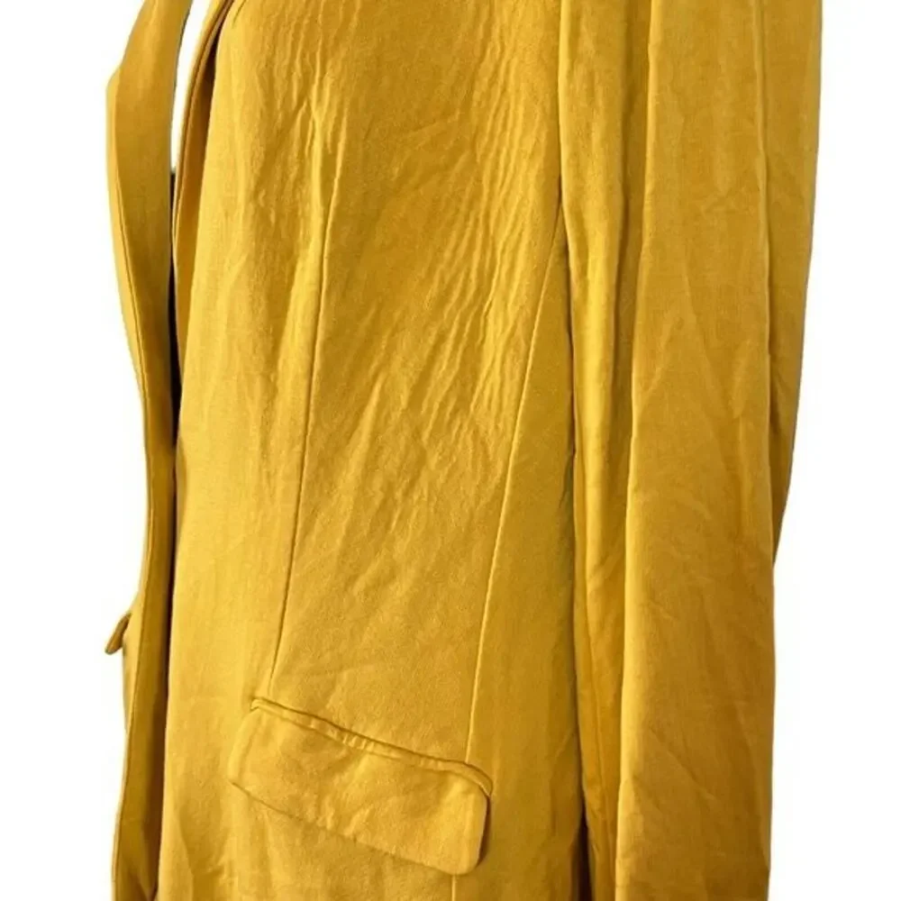 Magaschoni Womens Mustard Preppy Stretch Knit Suit Jacket Blazer Career Small
